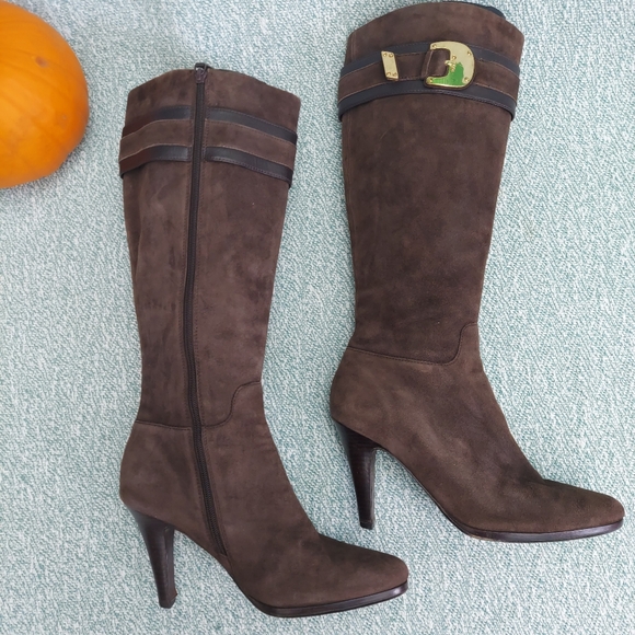 Cole Haan Brown Suede Knee-High Boots - Picture 3 of 14